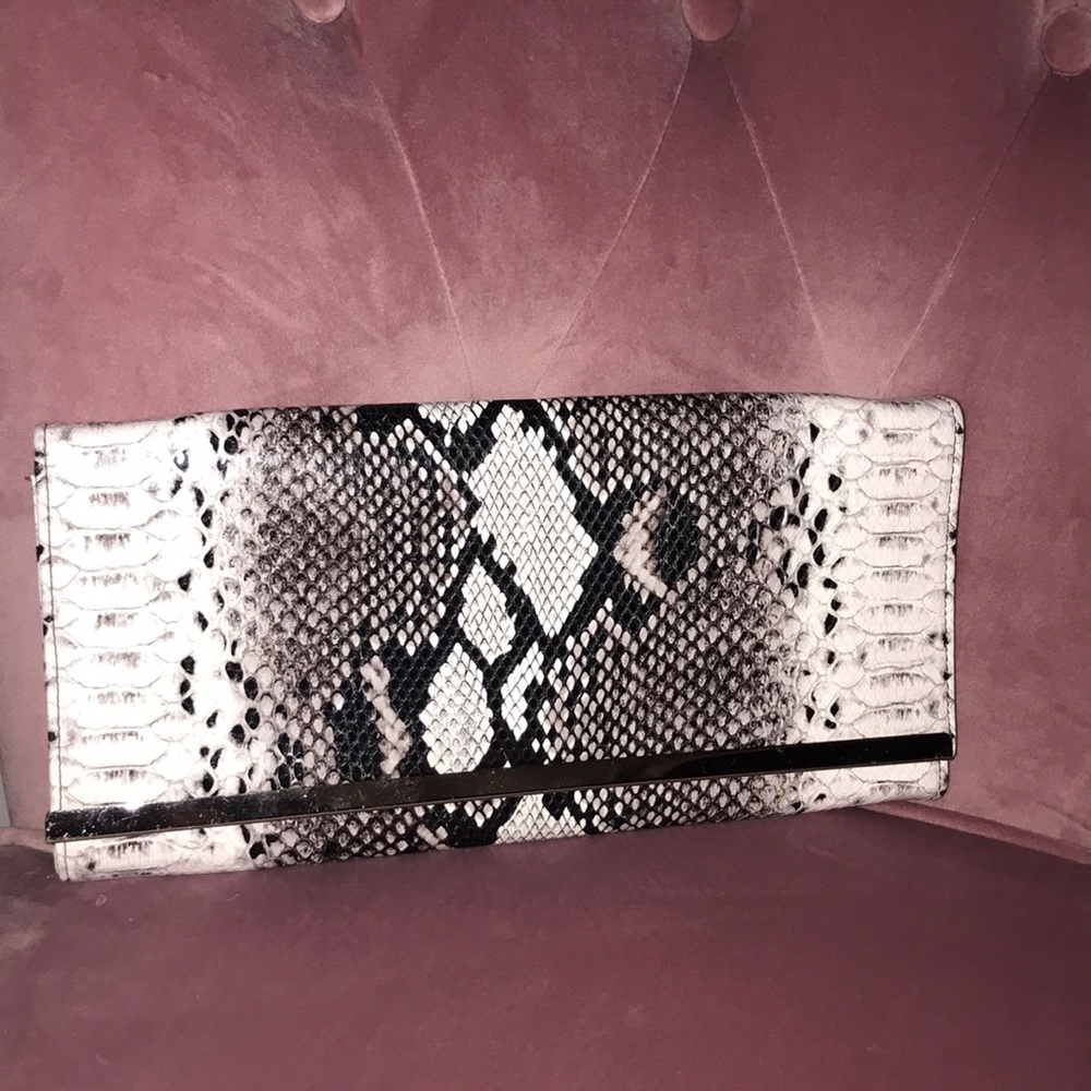 WHBM snake skin clutch